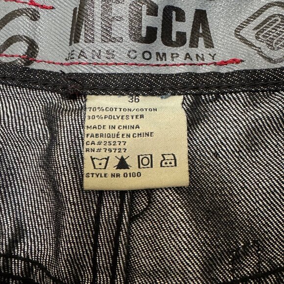 Vintage Mecca Jean Shorts Men's 36 Black Denim Jorts Wide Leg Skater Baggy Y2K - Picture 3 of 12